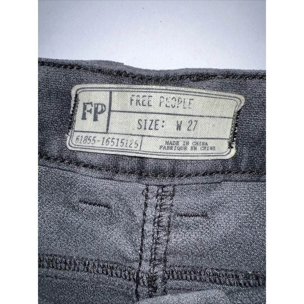 Free People Gray Velvet Bell Bottom Flare‎ Pants Front Patch Pockets Size 27